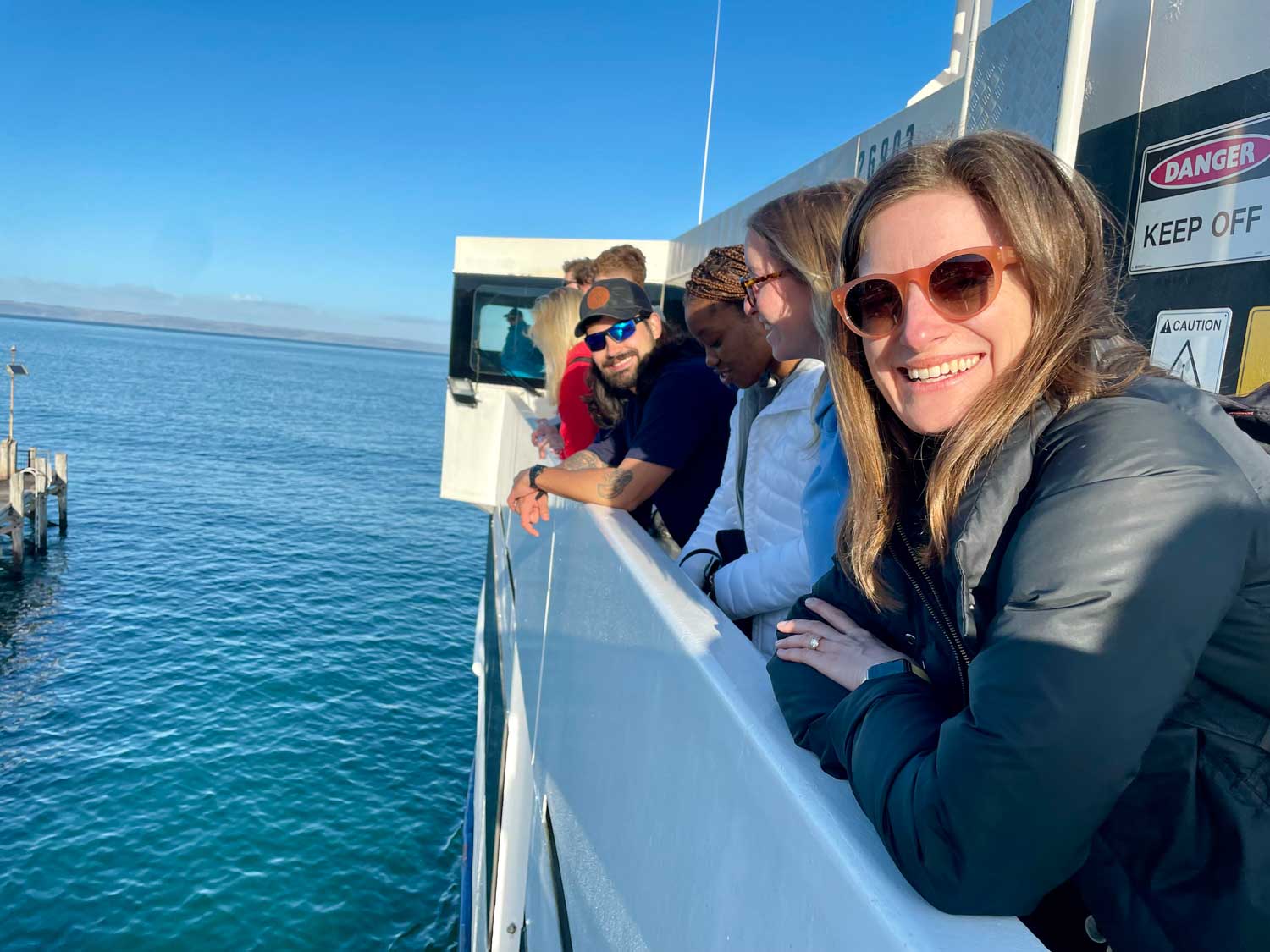 Group of students on a boat in Australia