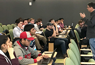 Participants at the blockchain training session held February 10, 2018, at Hunt Library