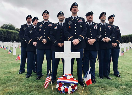 NC Army Reservists placed a wreath with their unit pin on the grave of NC native John Milton, laid to rest in the Meuse-Argonne cemetery