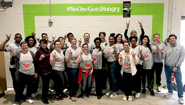 The Poole College Service Project team at the Food Bank of North Carolina in Raleigh
