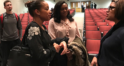 Jasmine Taylor ('16), center, "the biggest take away for me was that it's okay to advocate for myself. It doesn't mean I am bragging or boasting. I am just expressing what I bring to the table. Can't wait until the next talk."