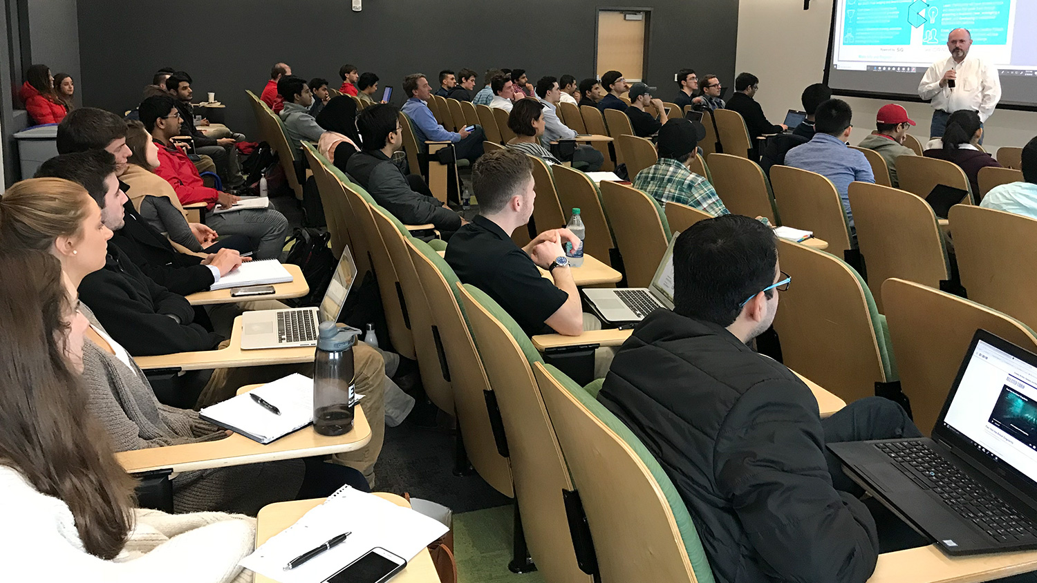 About 70 students and faculty members attended the blockchain training day presented by the Carolina Fintech Hub
