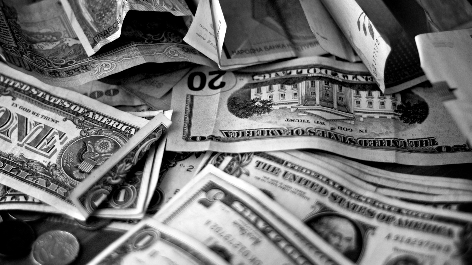 Money display, black and white photo by khrawlings, creative commons license