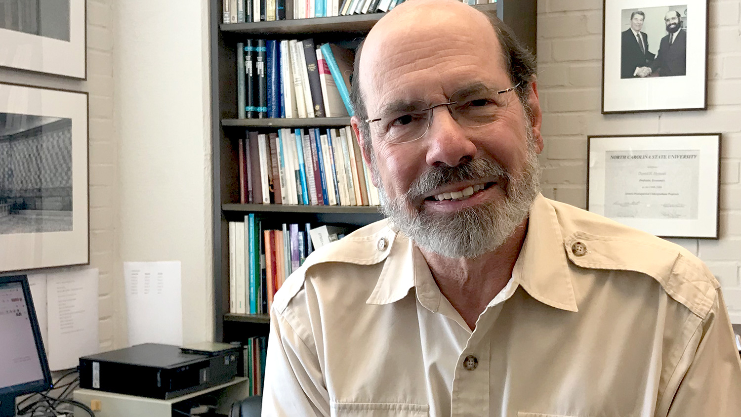 Professor David Hyman in his office at Nelson Hall.