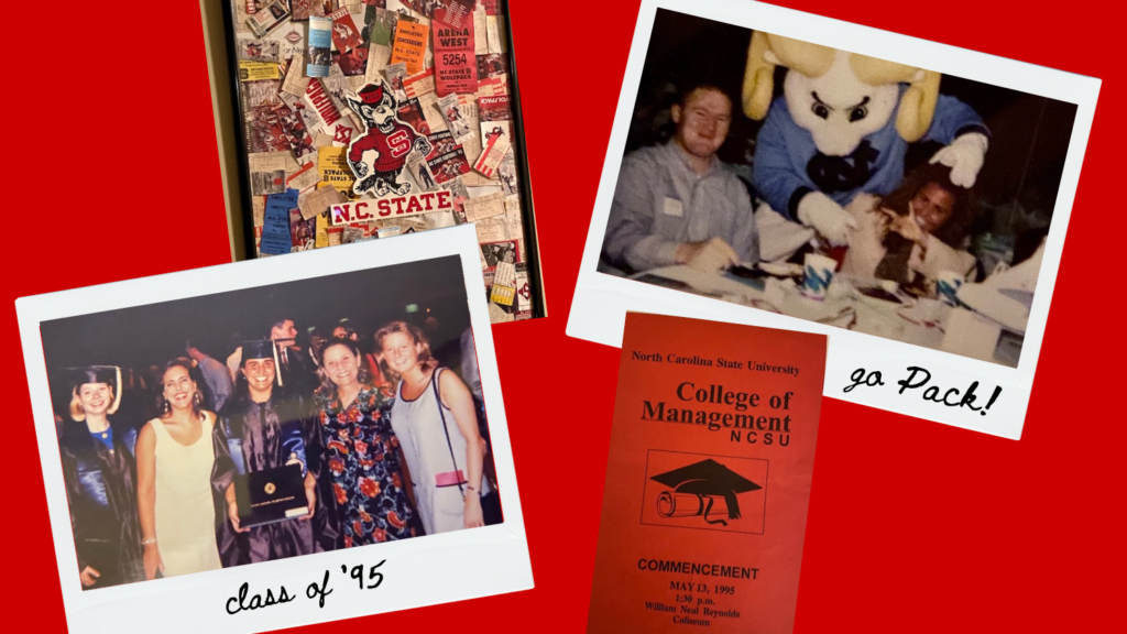 collage of photos and graduation program from NC State's Poole College of Management