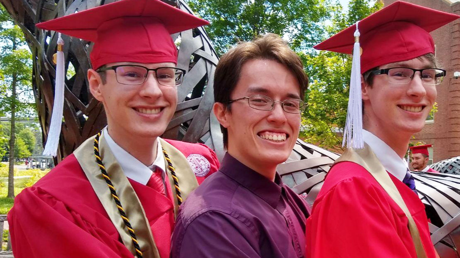 Poole College students Hayden and Evan Wood at commencement