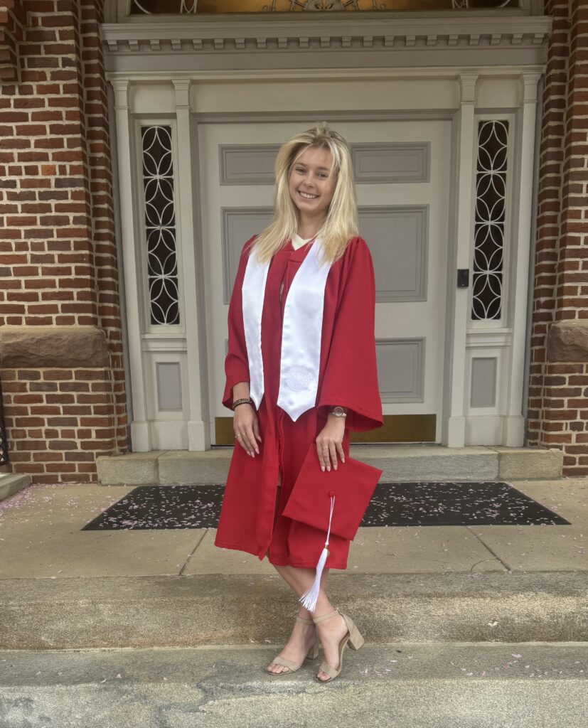 Evelyn Garey in graduation regalia
