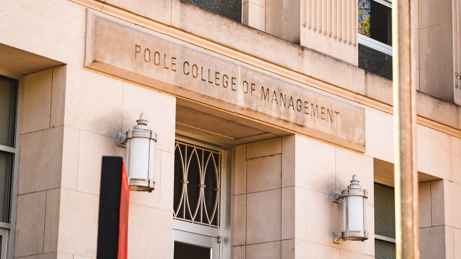 'Poole College of Management' above door