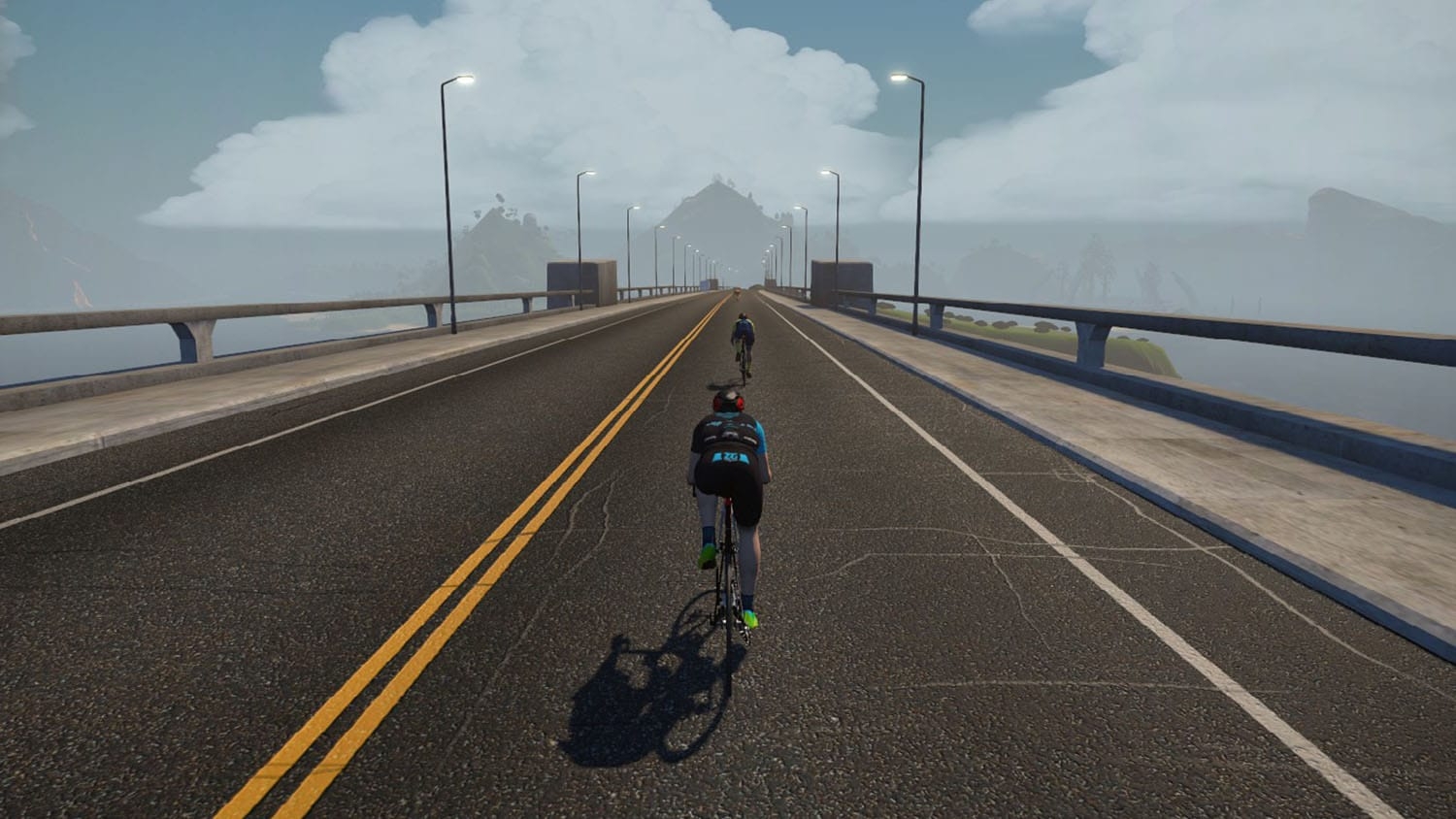 Image of a racer in a virtual Zwift race