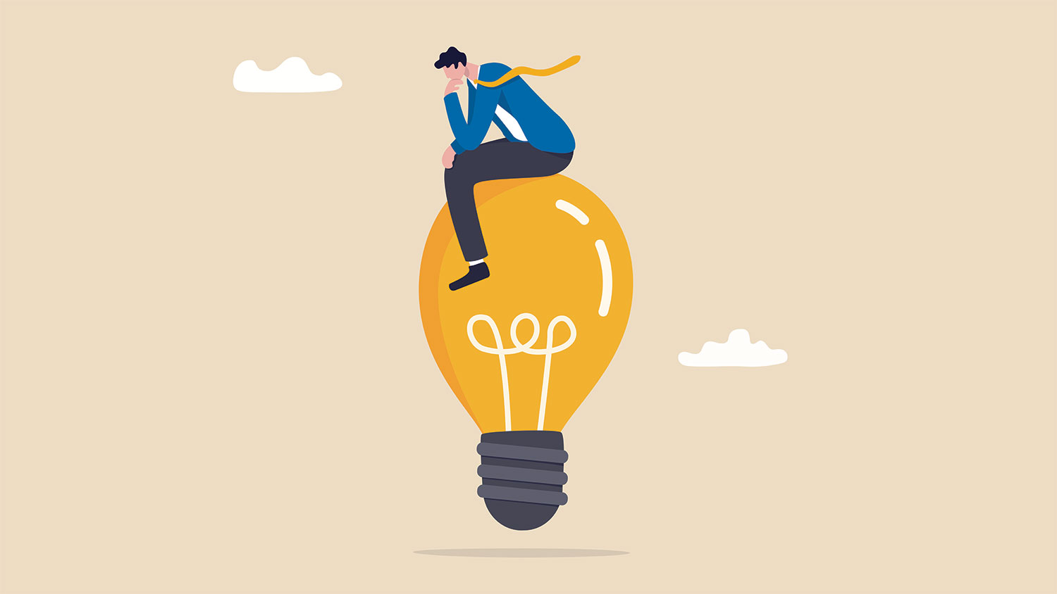 illustration of entrepreneur sitting on a lightbulb