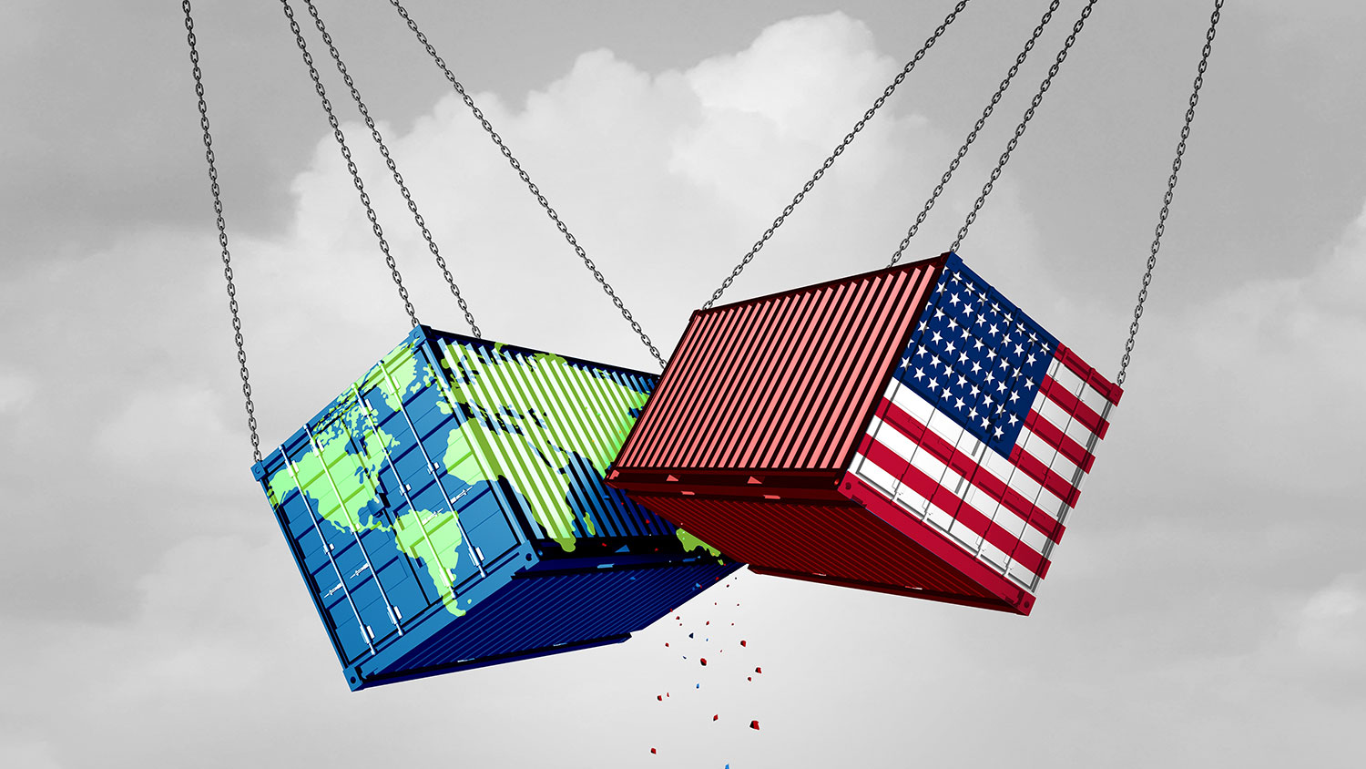 graphic image of shipping containers depicting a trade war