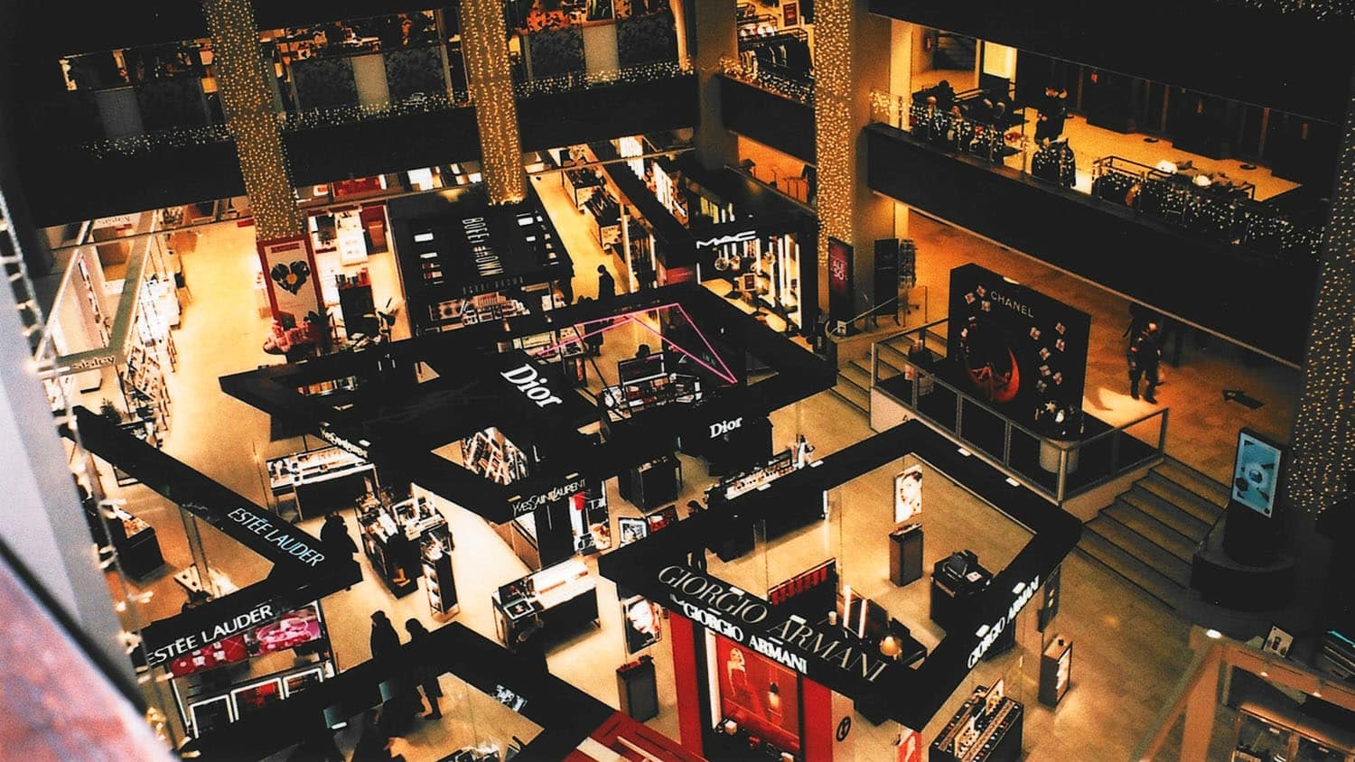 overhead view of luxury store
