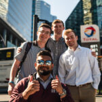 group of students pose for camera