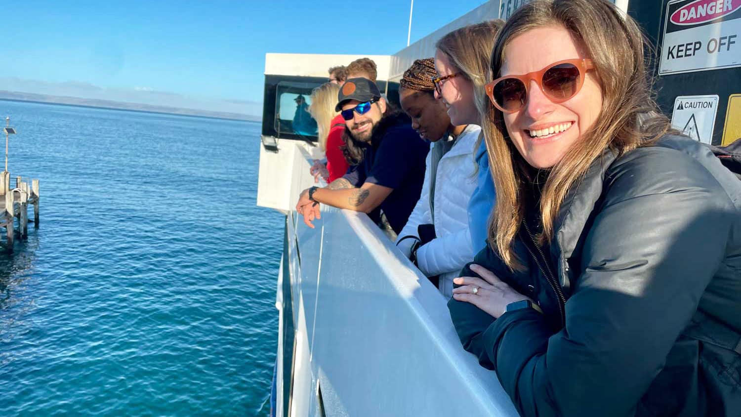 Poole College students on a boat in Australia