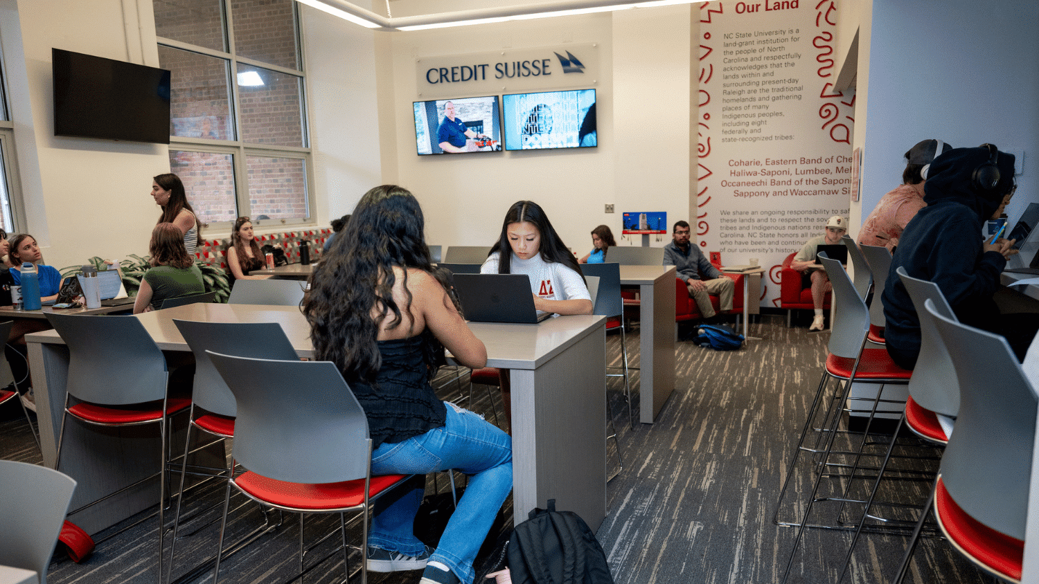 students studying in cafe