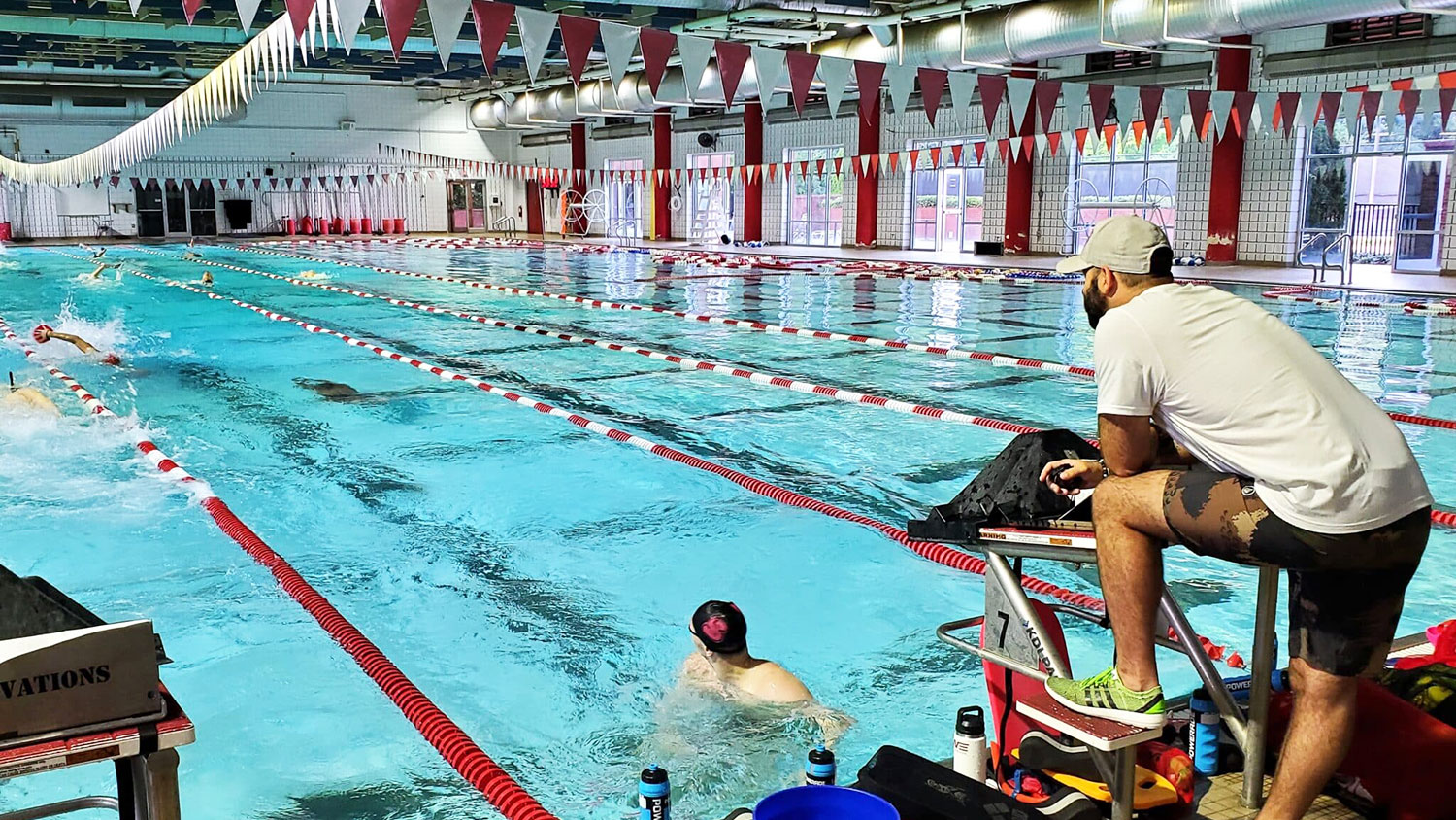 NC State swimmers in pool
