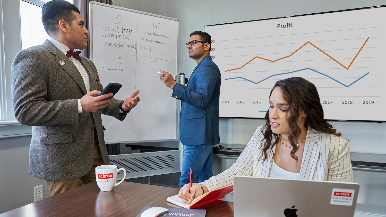 MBA students working on a project