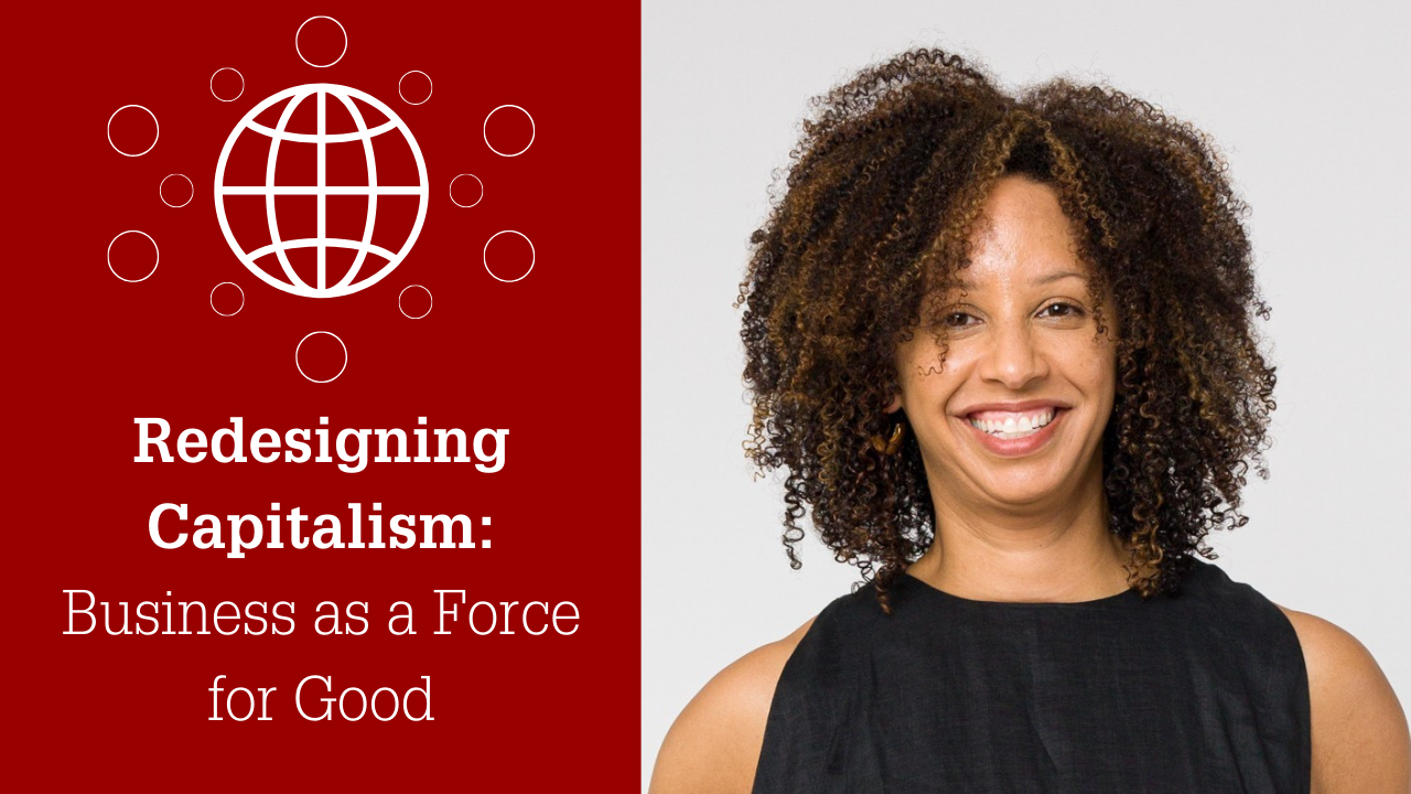 Video cover for Redesigning Capitalism: Business as a Force for Good. Features image of Jessica Yinka Thomas.