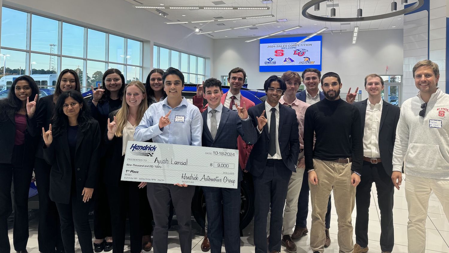 A group of Poole College students at a 2024 Sales Case Competition.